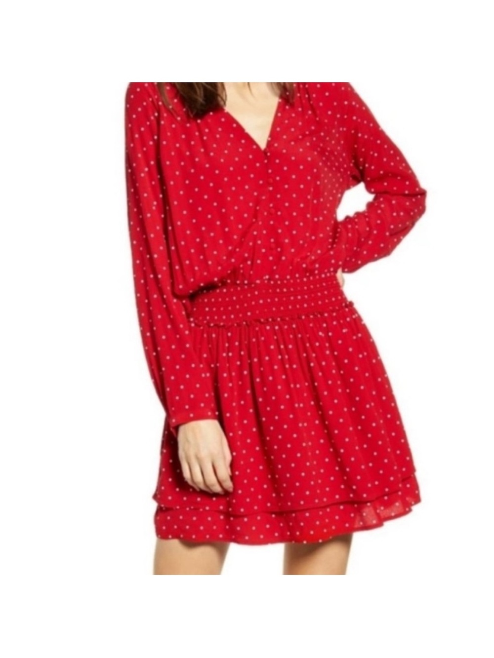 Rails Red Jasmine Scarlett White Mini Dots Mini Dress Size L